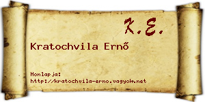 Kratochvila Ernő névjegykártya